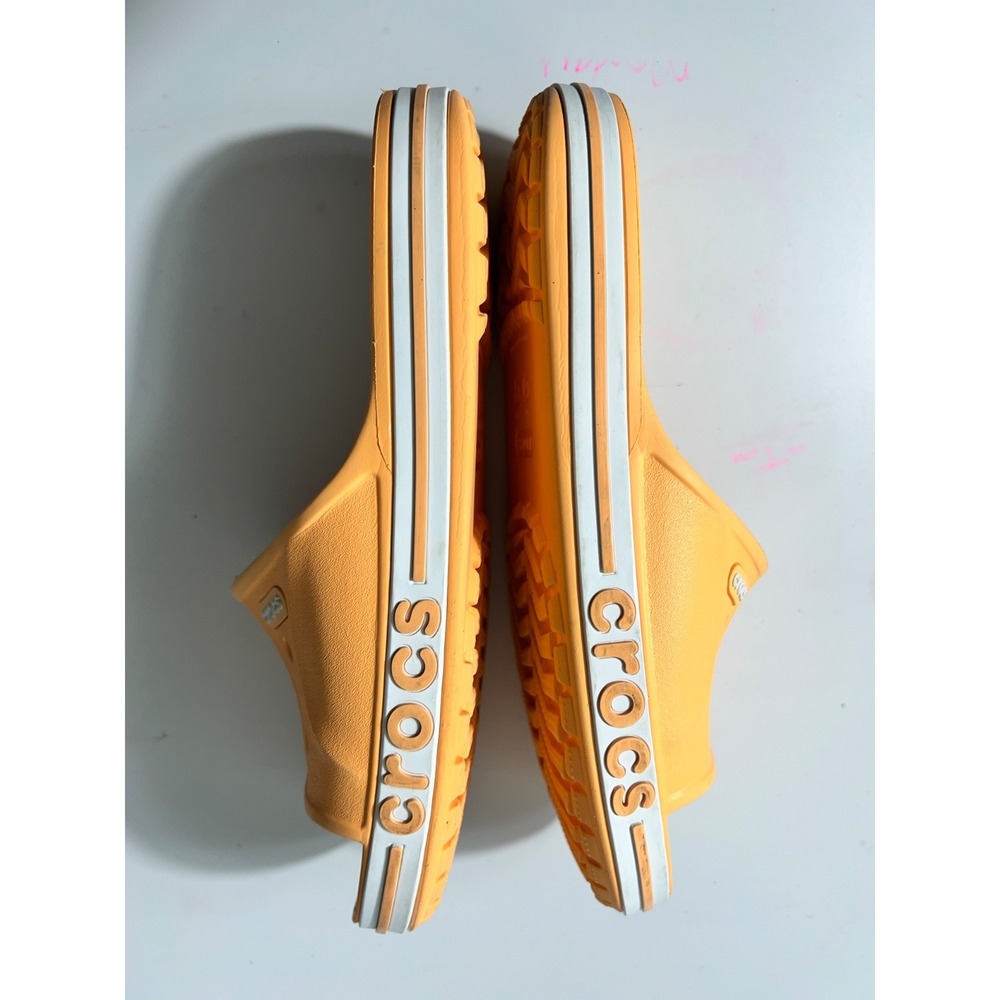 Crocs Women's 8 Men's 6 Orange Iconic Comfort Slip On Classic Sandals Logo - Picture 3 of 11